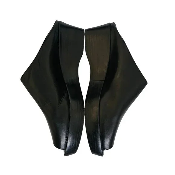 VIA SPIGA Made In Italy Black Peep Toe Semi-Wedge Slip On Sandals Women's Size 9 - Picture 5 of 8